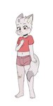 anthro clothed clothing crop_top female pink_clothing pink_shirt pink_topwear shirt solo topwear young young_anthro young_female swooner abby_(cobalt_snow) canid canine canis mammal wolf hi_res