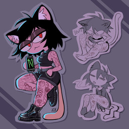 alternative_fashion arm_tattoo belt black_boots black_clothing black_footwear black_hair boots clothing female footwear goth hair half-closed_eyes inner_ear_fluff jewelry leg_tattoo looking_at_viewer midriff narrowed_eyes necklace red_eyes shoes smoking solo studded_belt studs tail tattoo tattooing tattooing_self thick_thighs tuft iseenudepeople doc_martens monster_energy tony_hawk's_pro_skater tsukihime type-moon goth_neco-arc neco-arc animal_humanoid cat_humanoid felid felid_humanoid feline feline_humanoid humanoid mammal mammal_humanoid neco_spirit tailed_humanoid 1:1 2025 hi_res