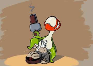 ambiguous_penetration bodily_fluids cum duo eyeless genital_fluids green_body gun male not_furry penetration plant raised_leg ranged_weapon simple_background smile weapon white_body rabblet nuclear_throne plant_(nuclear_throne) elemental_creature flora_fauna 2019