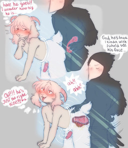 anal anal_penetration anthro big_penis black_body black_fur blush duo from_behind_position fur genitals glory_hole hand_on_another's_hip hand_on_hip heart_eyes heart_symbol holding_penis horn internal internal_anal larger_male male male/male penetration penis pink_horn pink_penis sex size_difference small_penis smaller_penetrated text white_body white_fur x-ray_view ffloofball deltarune undertale_(series) ralsei swatchling english_text hi_res