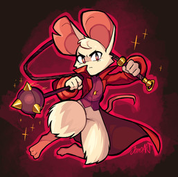 3_toes 4_fingers action_pose anthro big_ears bottomless bottomless_female clothed clothing coat feet female fingers flail frown holding_object holding_weapon melee_weapon notched_ear pose toes topwear trenchcoat weapon jamoart mina_the_hollower yacht_club_games mina_(mina_the_hollower) mammal mouse murid murine rodent hi_res