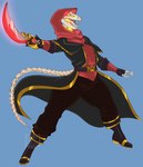 anthro bone cursed cutlass femboy glowing glowing_eyes hood male melee_weapon pirate pirate_outfit skeleton solo sword weapon famousartpotato sea_of_thieves xiro_decobray reptile scalie snake absurd_res hi_res