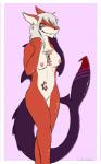 anthro areola biped breasts ear_piercing featureless_crotch female grey_hair hair navel nipples non-mammal_breasts non-mammal_nipples nude piercing simple_background smile solo standing tail teeth camidreamwolf fish marine shark 5:8 hi_res