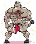 abs anthro big_bulge big_muscles big_pecs bulge clothed clothing detailed_bulge fur genital_outline huge_muscles male muscular muscular_anthro muscular_male nipples pecs penis_outline simple_background solo speedo standing swimwear topless white_background bobthetanuki nintendo pokemon galarian_form galarian_meowth generation_8_pokemon pokemon_(species) regional_form_(pokemon) absurd_res hi_res