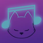 electronics eyes_closed gradient gradient_background headphones logo music musical_note musical_symbol simple_background solo symbol haika domestic_cat felid feline felis mammal 1:1 hi_res icon