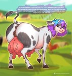 anus female feral genitals pussy solo teats text transformation udders splashtf bovid bovine cattle mammal absurd_res hi_res url