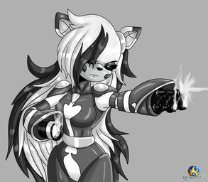 anthro arm_cannon breasts featureless_breasts featureless_crotch female gatling_gun gun gun_arm gun_smoke hair long_hair machine machine_gun minigun pointy_ears ranged_weapon shooting shooting_gun small_breasts smoke smoking_gun solo weapon weapon_arm richardart13 thetis_(bonjolasermaster) android robot absurd_res hi_res monochrome