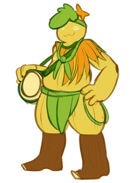4_fingers accessory bottomwear brown_body clothing fingers food front_view fruit green_bottomwear green_clothing green_hair green_headband green_loincloth hair hand_on_hip headband holding_object loincloth male melon nipples orange_clothing orange_topwear overweight overweight_humanoid overweight_male plant pseudo_hair simple_background smile solo tan_nipples thick_thighs topwear white_background yellow_body felino elemental_creature elemental_humanoid flora_fauna food_creature food_humanoid fruit_humanoid humanoid living_fruit plant_humanoid 2021 hi_res