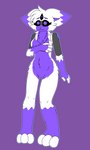 anthro breasts female fur hair machine nude patterns simple_background smile solo robocattnsfw fay_(robocatt) android hybrid robot 3:5 absurd_res hi_res