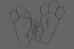 3_toes anthro bodily_fluids claws duo feet foot_fetish foot_focus foot_play humanoid_feet macro male male/male micro plantigrade size_difference soles stuck_to_foot sweat sweaty_feet toe_claws toes pkmgx helluva_boss blitzo_(helluva_boss) stolas_(helluva_boss) hi_res sketch