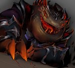 anthro black_clothing brown_body brown_scales clothed clothing cowboy_hat eye_scar facial_scar forked_tongue fully_clothed hat headgear headwear scales scar solo tongue raylor_7 league_of_legends riot_games tencent tahm_kench_(lol) demon lizard reptile scalie 2022 colored hi_res