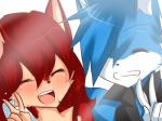 anthro blush duo female gesture hand_gesture male ooki-chan photo smile v_sign kandiineko frost_wolf 4:3