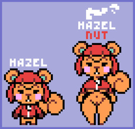 alternate_breast_size alternate_universe anthro big_breasts big_tail biped blue_border blush border bottomless breasts buckteeth clothed clothing eyebrows eyelashes female fur genitals hair jacket jacket_only looking_at_viewer orange_body orange_fur penis penis_symbol pink_blush red_clothing red_hair red_jacket red_topwear sexualized short_female simple_background solo squirrel_tail standing symbol tail tall_female teeth text thick_thighs topwear topwear_only unibrow wide_hips moronicpixels animal_crossing nintendo hazel_(animal_crossing) mammal rodent sciurid tree_squirrel alternate_version_at_source digital_media_(artwork) pixel_(artwork)
