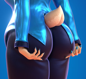 anthro black_bottomwear black_clothing black_pants blue_background blue_clothing blue_nails blue_topwear bottomwear butt butt_focus clothed clothing colored_nails female fur nails pants rear_view simple_background solo tan_body tan_fur thick_thighs topwear wide_hips twilightv0ids twilightv0ids_(modeler) deltarune undertale_(series) carol_holiday deer mammal 3d_(artwork) digital_media_(artwork)