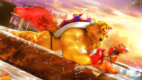 4_toes anklet anthro armband bdsm blue_eyes bracelet caressing_chin city cityscape claws clothed clothing collar duo feet fluffy fluffy_tail horn hot_tub jewelry legband logo male male/male markings musclegut muscular orange_body petplay public public_nudity red_markings red_tail roleplay shell size_difference sky skyscape spiked_anklet spiked_armband spiked_bracelet spiked_collar spiked_legband spiked_shell spikes spikes_(anatomy) sunset tail thick_arms thick_thighs thong thong_only thong_straps toes topless underwear underwear_only wet white_claws moonwulf mathew_kelly moonwulf_(character) canid canine canis hybrid kobold mammal scalie wolf 16:9 2025 3d_(artwork) artist_logo digital_media_(artwork) hi_res source_filmmaker_(artwork) widescreen