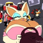 anthro big_breasts black_body black_fur breasts chest_tuft cleavage clothed clothing driving female female_focus fur highlights_(coloring) huge_breasts humor machine male membrane_(anatomy) membranous_wings red_highlights tan_body tan_skin text tuft white_body white_fur wings gatioxd20 sega sonic_the_hedgehog_(series) e-123_omega rouge_the_bat shadow_the_hedgehog bat e-series eulipotyphlan hedgehog mammal robot artist_name digital_drawing_(artwork) digital_media_(artwork) hi_res meme signature sketch