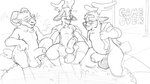 age_difference anthro antlers ball_size_difference balls big_balls bodily_fluids cum erection eyebrows foreskin game_over gameplay_mechanics genital_fluids genitals glans group hand_on_shoulder horn hot_tub humanoid_genitalia humanoid_penis imminent_sex imminent_threesome male male/male mature_anthro mature_male navel nervous nipples nude older_anthro older_male open_mouth partially_submerged penis questionable_consent sitting skinny_dipping slightly_chubby text towel water younger_anthro younger_male furfragged arthur_(furfragged) sino_(furfragged) unnamed_old_ram_(furfragged) bovid caprine deer goat mammal 16:9 english_text monochrome sketch widescreen