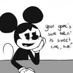 1:1 2017 aliasing anthro dialogue digital_media_(artwork) disney english_text fleischer_style_toon half-closed_eyes hi_res male mammal memekeymouse mickey_mouse monochrome mouse murid murine narrowed_eyes rodent simple_background smug solo text toony white_background