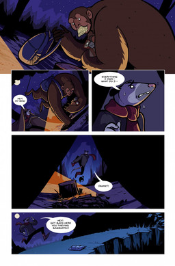 anthro backpack bodily_fluids boots camping_tent campsite clenched_teeth clothed clothing detailed_background dialogue dot_eyes duo eating eating_food empty_eyes food footwear forest forest_background hoodie male nature nature_background night noodles outside plant ramen running scarf shoes simple_eyes sky speech_bubble star starry_sky sweat sweatdrop teeth tent text topwear tree white_eyes mustachemutt american_opossum ape cryptid haplorhine mammal marsupial primate sasquatch virginia_opossum comic digital_media_(artwork) english_text hi_res