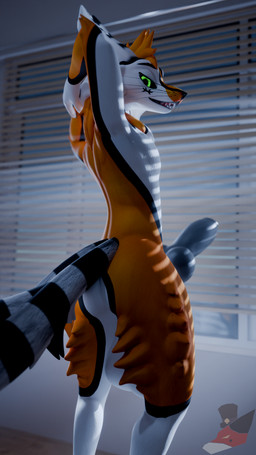 animal_genitalia animal_penis anthro balls big_penis black_penis canine_genitalia canine_penis fur genitals green_eyes hair inside knot male multi_tail night orange_body orange_fur penis smug solo tail whiskers white_body white_fur window zorublitzfire gylala_(character) kyuulin 3d_(artwork) 4k 9:16 absurd_res blender_(artwork) digital_media_(artwork) hi_res