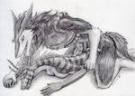 anthro breast_squish breasts duo female from_behind_position kneeling lying male male/female on_front open_mouth open_smile penetration sex side_view smile squish b12.7x108 mythology dragon mythological_creature mythological_scalie scalie sergal