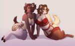 anthro big_breasts blush breasts cleavage clothed clothing duo eyewear female fur glasses hair hooves horn legwear lingerie looking_at_viewer panties thick_thighs underwear wide_hips conditional_dnp naexus lia_(naexus) canid canine canis cervine deer domestic_dog mammal sika_deer digital_media_(artwork) shaded