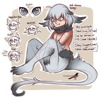 black_claws clawed_hands claws cute_fangs fangs fur grey_body grey_eyes grey_fur grey_hair hair head_wings male monster_girl_(genre) nude simple_background sitting solo tail tail_tuft teeth text toe_claws tuft unusual_wing_placement wings shriekingmagpie humanoid english_text model_sheet