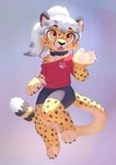 anthro collar eyewear glasses hair male pawpads ponytail ribbons solo teeth white_hair elodoart luca_(lucachee) cheetah felid feline mammal hi_res