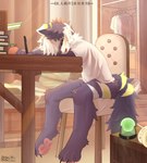 anthro bedroom chair furniture male nner_ear_fluff pawpads paws solo nrpwccold221 absurd_res hi_res