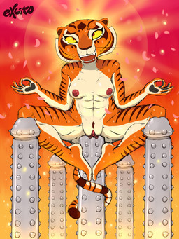 abstract_background anal anal_masturbation anal_penetration anthro areola biped bodily_fluids breasts clitoris crossed_legs crosslegged_pose derp_eyes dildo dildo_sitting dripping female genital_fluids genitals gradient_background happy inner_labia leaking long_inner_labia looking_pleasured looking_up masturbation meditation nipples nude object_in_ass open_mouth pattern_background penetration pussy_juice_leaking sex_toy sex_toy_in_ass sex_toy_insertion simple_background sitting smile solo stripes sweat tears text vaginal_fluid_drip vaginal_fluids vulva excito dreamworks kung_fu_panda master_tigress felid mammal pantherine tiger 3:4 colored hi_res signature