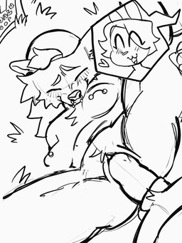 animal_genitalia animal_penis anthro anthro_penetrated barbell_piercing blush blush_lines bodily_fluids bouncing_breasts breasts canine_genitalia canine_penis chest_tuft chin_piercing clothing crotch_tuft cutaway duo ear_piercing ear_ring enjoying erection eyes_closed facial_piercing female female_anthro female_penetrated first_person_view fur genitals grass hair happy hat hat_only headgear headgear_only headwear headwear_only heart_symbol jewelry looking_pleasured male male/female male_anthro male_penetrating male_penetrating_female male_pov mostly_nude nipple_piercing nipples nose_piercing nose_ring nude open_mouth penetration penile penile_penetration penis penis_in_vagina piercing plant ring_piercing sex sheath simple_background smile spread_legs spreading tuft vaginal vaginal_penetration vulva geniebuy canid canine canis mammal wolf 2026 2d_animation animated digital_media_(artwork) frame_by_frame loop monochrome sketch