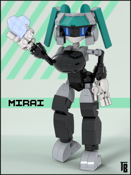 3_fingers big_breasts black_border blue_eyes border breasts clothed clothing female fingers futuristic glowing glowing_eyes huge_breasts industrial machine model_kit robotic solo standing synthetic tight_clothing white_body thiccbrick mirai_(thiccbrick) humanoid robot 3:4 3d_(artwork) digital_media_(artwork) hi_res