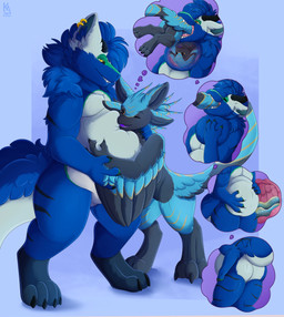 3_fingers 3_toes 4_ears 4_fingers 4_toes anthro anthro_pred anthro_prey back_markings belly big_belly big_butt black_body black_claws black_feathers black_markings blue_body blue_feathers blue_fur blue_hair butt claws digestion duo ear_markings ear_piercing ear_ring facial_markings feather_markings feathered_tail feathered_wings feathers feet female female_prey fingers forehead_markings fur fur_hair fur_markings gold_(metal) gold_ear_piercing gold_ear_ring gooey_digestion green_markings green_pawpads hair head_first head_markings holding_another holding_belly hug hugging_another hugging_belly in_mouth larger_male larger_pred leg_markings looking_at_another looking_at_belly male male_pred markings melty_digestion multi_ear neck_bulge overweight overweight_anthro overweight_male partially_inside pawpads piercing pink_insides pink_stomach purple_pawpads ring_piercing simple_background size_difference slightly_chubby slightly_chubby_anthro slightly_chubby_male swallowing tail tail_markings thick_thighs thigh_markings thought_bubble toes vore weight_gain white_belly white_body white_fur willing_prey wing_markings winged_arms wings x-ray_view yellow_eyes yellow_markings kazumiaure burzzy eili_(k'braid) avali furred_kobold furred_scalie kobold scalie absurd_res digital_media_(artwork) hi_res