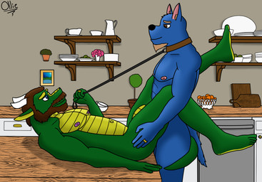 abs anthro beard blue_body blue_eyes blue_fur casual_sex collar detailed_background duo facial_hair fur green_body green_scales horn husband husband_and_husband interspecies kitchen leash leash_pull leashed_top love lying male male/male married_couple musclegut muscular nipples penetration power_bottom ring romantic scales sex tail tail_around_leg ollieotty asian_mythology east_asian_mythology mythology cobby_(the_bad_otter) ethan_(the_bad_otter) canid canine dragon eastern_dragon mammal mythological_creature mythological_scalie scalie story story_in_description