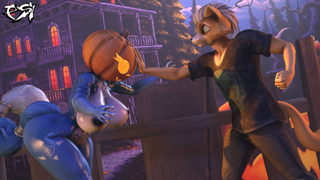 accessory anthro big_breasts black_nipples blue_body blue_fur breasts clothed clothed_anthro clothed_male clothing drone duo female food for_a_head fruit fur furgonomics hair jack-o'-lantern jewelry male multicolored_body multicolored_fur nipples nude nude_anthro nude_female plant pumpkin pumpkin_head ring tail tail_accessory tail_jewelry tail_ring tan_hair two_tone_body two_tone_fur white_body white_fur wide_hips womb_tattoo yellow_body yellow_fur psikokinetic warfaremachine_(modeler) nintendo star_fox fox_mccloud krystal_(star_fox) canid canine fox mammal object_head 16:9 2023 3d_(artwork) digital_media_(artwork) hi_res source_filmmaker_(artwork) widescreen