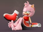 anthro barefoot clothed clothing feet female footwear fur gloves handwear one_eye_closed pink_body pink_fur shoes shoes_removed smelly smelly_shoes toes tongue tongue_out feetymcfoot sega sonic_the_hedgehog_(series) amy_rose eulipotyphlan hedgehog mammal 3d_(artwork) absurd_res digital_media_(artwork) hi_res