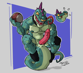 animal_genitalia anthro areola balancing_on_tail ball basketball_(ball) clothing collar erection facial_piercing footwear genital_slit genitals green_body holding_ball holding_object humanoid_genitalia humanoid_penis looking_at_viewer male muscular muscular_anthro muscular_male nipple_piercing nipples nose_piercing nose_ring nude open_mouth penetration penile penile_penetration penis piercing ring_piercing scales septum_piercing septum_ring simple_background smile socks solo spread_legs spreading tail teeth tongue tongue_out tongue_piercing mylittvalentine goat_(movie) sony_corporation sony_pictures modo_olachenko komodo_dragon lizard monitor_lizard reptile scalie digital_media_(artwork) hi_res
