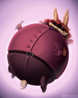 belly clothing eyewear gesture hand_gesture holding_fork holding_object inflation looking_at_viewer male red_clothing red_suit suit sunglasses thumbs_up flophelia dave_(misscaine) lagomorph leporid mammal rabbit hi_res painting_(artwork)