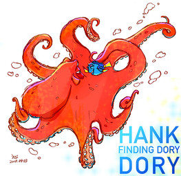 blue_body blue_eyes duo eyes_closed female feral fish_tail male orange_body orange_tentacles simple_background tail tentacles text white_background yellow_fins yellow_tail ebijoshi disney finding_dory finding_nemo pixar dory_(finding_nemo) hank_(finding_dory) acanthurid fish giant_pacific_octopus marine regal_tang 2018 dated english_text japanese_text