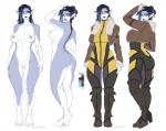 black_hair breasts clothing female hair hip_dips multicolored_hair nude simple_background solo two_tone_hair white_background shysiren the-impeccable-dan syria_(tid) animal_humanoid felid felid_humanoid humanoid mammal mammal_humanoid hi_res model_sheet