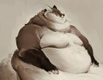 anthro belly big_belly canid canine chubby_cheeks claws double_chin fat_rolls fox fur hand_on_belly love_handles male mammal moobs morbidly_obese morbidly_obese_anthro morbidly_obese_male navel nipples nude obese obese_anthro obese_male overweight overweight_anthro overweight_male pearybear solo wide_hips