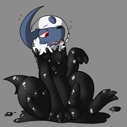 animal_genitalia animal_penis balls black_balls black_body black_goo black_latex black_penis black_tail blue_body blue_skin bodily_fluids canine_genitalia canine_penis corruption erection feral fur genital_fluids genitals goo_transformation grey_background half-closed_eyes hypnosis knot latex latex_transformation liquid_latex looking_at_self male mind_control narrowed_eyes open_mouth penis precum red_eyes simple_background sitting solo tail transformation white_body white_fur crisstail nintendo pokemon absol generation_3_pokemon living_latex pokemon_(species) 1:1 hi_res story story_in_description