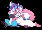 blep cuddling duo female feral hug male smile tongue tongue_out bloominglynx nintendo pokemon nyaaa_foxx sylvie_(sylveonirl) canid canine eeveelution fox generation_6_pokemon mammal pokemon_(species) sylveon 2024 absurd_res alpha_channel hi_res