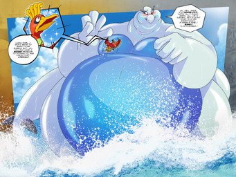 belly big_belly blush cloud duo extreme_size_difference inflation looking_at_another macro male sea size_difference speech_bubble splash swollen swollen_cheeks tail text water bigwhizfizz nintendo pokemon generation_2_pokemon ho-oh legendary_pokemon lugia pokemon_(species) 4:3 english_text hi_res