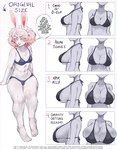 anthro big_breasts bikini breasts cleavage clothed clothing dialogue female hair huge_breasts pink_hair small_breasts solo swimwear text two-piece_swimsuit imabunbun ima_(imabunbun) lagomorph leporid mammal rabbit english_text hi_res