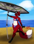 agender_pride_colors anthro beach beach_background beach_umbrella bikini bikini_bottom bikini_top biped bisexual_pride_colors black_body black_ears black_fur black_nose black_paws breasts bulge clothing digitigrade floppy_ears fluffy fluffy_tail fur gynomorph gynomorph_anthro hair inner_ear_fluff intersex intersex_anthro lgbt_pride multicolored_bikini multicolored_body multicolored_clothing multicolored_fur multicolored_swimwear musical_clef musical_symbol nude one_eye_closed parasol pride_color_bikini pride_color_clothing pride_color_swimwear pride_color_umbrella pride_colors purple_eyes red_body red_fur red_hair seaside smile smiling_at_viewer solo swimwear symbol tail treble_clef tuft two-piece_swimsuit umbrella white_body white_fur white_inner_ear_fluff wink neon_noble jesam_(jesam) canid canine fox mammal red_fox true_fox digital_media_(artwork) nonbinary_(lore)