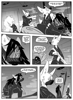 anthro clothed clothing detailed_background dialogue female gas_mask group gun inner_ear_fluff inside male mask melee_weapon polearm ranged_weapon spear speech_bubble text tuft weapon kifyun2 rita_(undying_void) canid canine felid fox mammal pantherine snow_leopard absurd_res black_and_white comic english_text hi_res monochrome