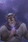 anthro brown_body brown_fur crystal eyebrows eyes_closed fur male muscular muscular_anthro muscular_male night outside sailor_hat sailor_uniform sky solo star starry_sky thick_eyebrows uwa_uwa_uwa lifewonders live_a_hero pubraseer canid canine canis domestic_dog mammal hi_res