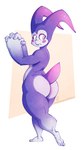 anthro big_butt blush bottom_heavy butt cheek_spots femboy head_tails huge_butt looking_back male multicolored_body multicolored_skin no_fur nude open_mouth pear-shaped_figure pose purple_body purple_skin short_tail simple_background small_tail solo tail tendrils thick_thighs two_tone_body two_tone_skin white_body white_butt white_skin wide_eyed wide_hips yellow_eyes naughtyjester jessie_(lapinbeau) alien puwa 2018 hi_res