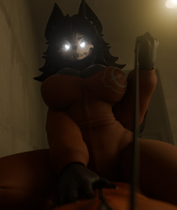 big_breasts breasts dominant dominant_female duo female male male/female prison_cell seductive sitting sitting_on_another thick_thighs white_eyes darkdesire da.nilkaz_(modeler) scp_foundation scp-1471-a malo 3d_(artwork) blender_(artwork) digital_media_(artwork) hi_res